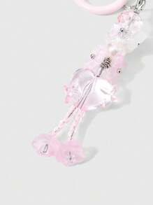 ROMWE Fairycore Spring Breeze Fresh Natural Pink Flower Keychain, Dopamine Beaded Charm Pendant For Bags - Pink - View 4