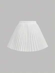 SHEIN 少女优雅通勤简约白色西装外套搭配百褶裙两件套，返校季必备