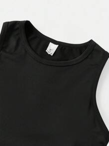 SHEIN Girlism 3 件套青少年女孩格子长袖衬衫、黑色短款背心和骑行短裤休闲校园风服装 - 黑與白 - 查看 4