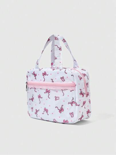 Kawaii Allover Schleife & Polka Punkt Muster modische tragbare süße Damen Handtasche