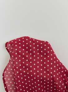 Elamini 浪漫度假蕾丝拼接波点细肩带 - 酒紅色 - 查看 7