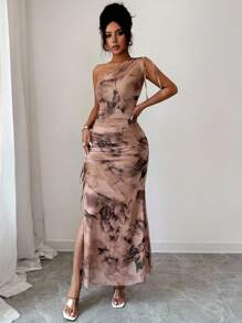 Rafferiza Đầm Maxi Không Tay In Hoa Thanh Lịch Cho Nữ - Màu be - Xem 4