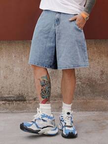 DAZY Men's Plain Black Denim Shorts, Summer - Baby Blue - View 4