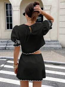 Conjunto de dos piezas para mujer para uso diario - Negro - Ver 2
