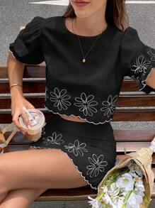 Conjunto de dos piezas para mujer para uso diario - Negro - Ver 7