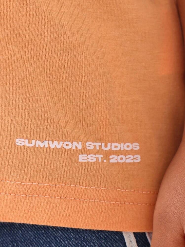 Oversized Ringer Tshirt With Contrast Trim And Logo