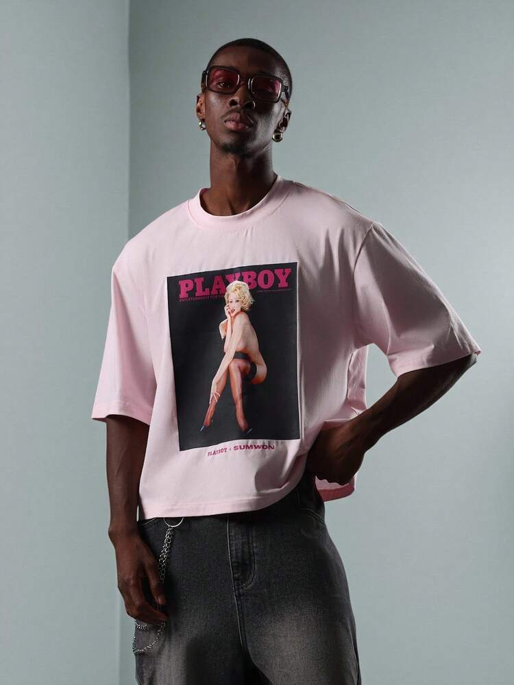 PLAYBOY X SUMWON Cotton Oversized T-Shirt With Magazine Cover Art Print