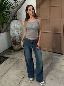 DAZY Women 2 In 1 Knit Gray Tank Top - Grey - View 5