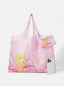 LOONEY TUNES X SHEIN Women's Mushroom & Cartoon Pattern Large Capacity Fashionable Tote Bag - Multicolor - View 5