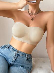 Women's Wireless & Strapless Bra, Removable Pads For Everyday Wear - Apricot - View 6