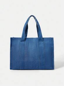 LOONEY TUNES X SHEIN 卡通动物印花蓝色时尚单肩包、健身包 - 霧霾藍 - 查看 6