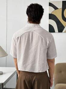 Manfinity ESTAVOR Camicia a maniche lunghe tessuta con ricamo, stile urban per uomo, adatta per l'estate