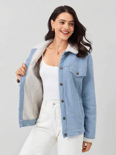 Miaspire Chaqueta de abrigo con cremallera de piel de imitación roja, de manga larga y hombros caídos, forrada de teddy para invierno