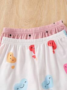 SHEIN 4pcs/Set Young Girl Cute Rabbit Print Camisole & Shorts Knit Homewear Set, Summer - Blue and White - View 7