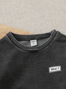 Playful Pals 2 szt. Zestaw dla chłopców z okrągłym dekoltem i długim rękawem, bluza z kapturem i elastycznym pasem, swobodny sportowy garnitur, mieszanka bawełny, vintage, zniszczony angielski nadruk liter, modne i wygodne ubranie, jesienne nowości