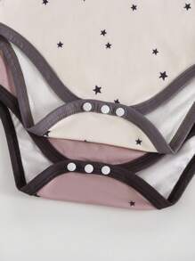 SHEIN 婴儿连体衣套装，3件套，男女童星空印花连体衣、裤子，婴儿冬季服装，婴儿休闲套装，中性婴儿服装，男女通用星空印花婴儿服装 - 彩色 - 查看 5