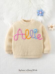 Cozy Pixies Baby Girl Round Neck Long Sleeve Floral Applique Pullover Sweater Baby Girl Sweater Baby Girl Jumper Baby Knitted Sweater Baby Sweater Baby Clothes Girl Fall Sweater Baby Knit Sweater Baby Jumper Winter