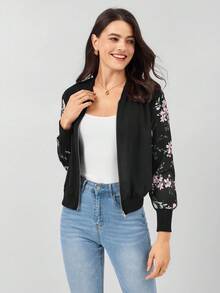 Miaspire Women's Casual Leopard Print Patchwork Jacket, Long Sleeve, Office Wear Women Set, Winter Women Clothes, Fall Women Clothes, Winter Brown Jacket - Black - View 1