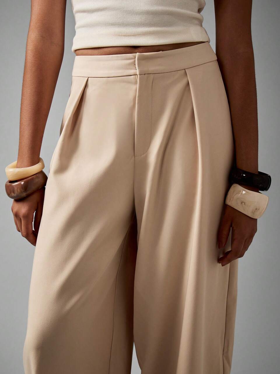 AiiRZ Pleated Wide Leg Palazzo Pants High Rise Formal Business Office Wear Summer Casual Day To Evening Trousers