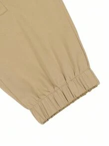Manfinity Homme Men's Khaki Multi-Pocket Cargo Pants, Casual Tapered Leg Trousers, Fall - Khaki - View 6