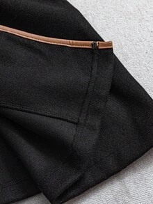 Ellevyn معطف كاجوال من الصوف بياقة وأكمام طويلة ومزدوج الصدر لحريمي بمقاسات كبيرة - الأسود - مشاهدة 14