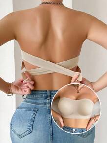 Women's Wireless & Strapless Bra, Removable Pads For Everyday Wear - Apricot - View 2