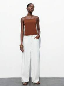 Maija Nueva Camiseta de Tirantes Ajustable y Espalda Descubierta para Mujer, Primavera/Verano - Marrón - Ver 3