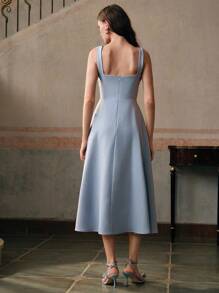 Anewsta 女士奢华度假风格细肩带性感露背水钻花朵图案晚礼服