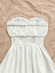 Soleia 褶邊前打結抹胸洋裝 - 白色 - 查看 8