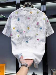 Manfinity Dauomo Men's Letter Print Round Neck Short Sleeve Casual T-Shirt, Summer - White - View 2