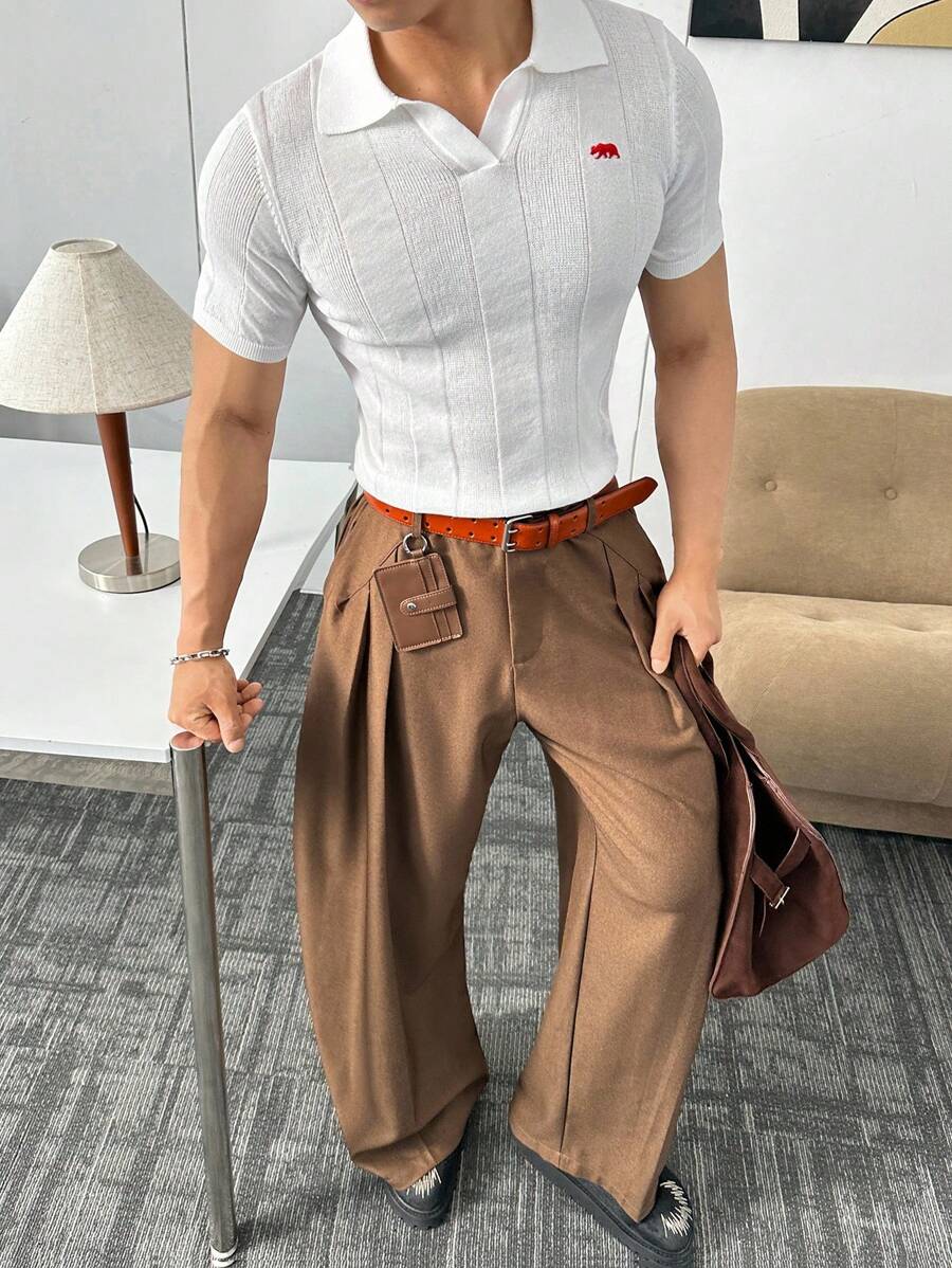 ESTAVOR Herren Loose Woven Hose im Streetfashion-Stil - Kaffeebraun - Übersicht 1