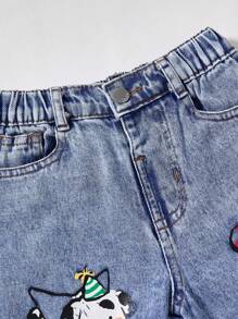 MÄDCHEN Hellblaue weite gerade geschnittene Jeans, Vintage Design für Streetwear Stil, farbenfroher grafischer Muster für einen lebendigen Look, geeignet für Lässig, Schule, Outdoor, Urlaub, Party, essentielles Teil für modebewusste Mädchen, Frühling/Sommer