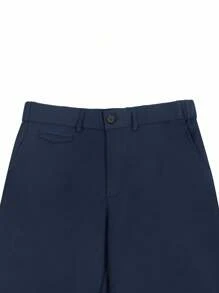 Manfinity Mode Pantalones casuales rectos y holgados de color liso para hombres con bolsillos - Azul Marino - Ver 6