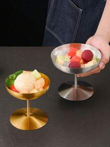 1pc Stainless Steel Ice Cream Cup, High Foot Ice Cream Cup, Pudding Mousse Fruit Salad Cup, For Home Kitchen Restaurant Hotel, Kitchen Supplies, Tableware Accessories