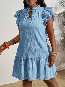 Slaydiva 新款春夏音乐节、复活节、纳什维尔、生日派对、毕业典礼、学生装、日常休闲、百搭百搭、休闲、邮轮旅行、海滩、日光浴、系带、纹理面料、红色女装 - 淺藍色 - 查看 6