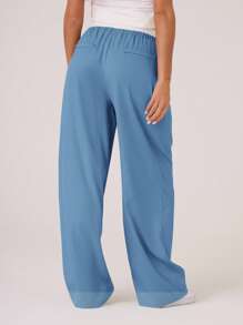 MUSERA Pantalones a medida con cinturón de contraste tejido, estilo veraniego Y2K, lindo, casual, cápsula, vacaciones, días festivos