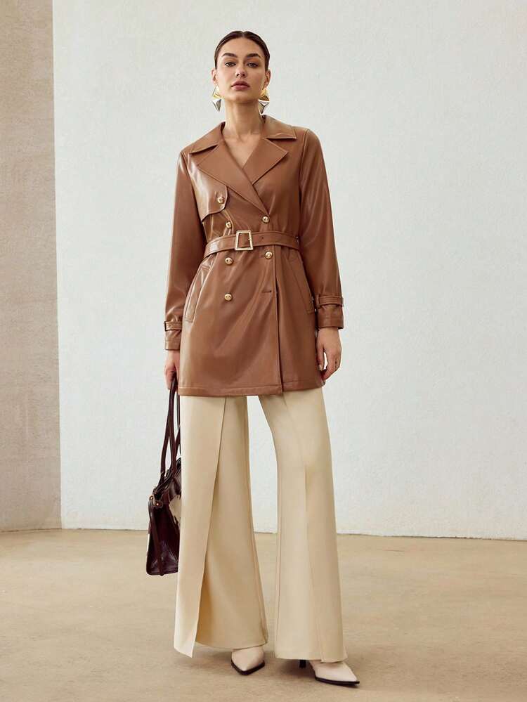 PINTUCK WIDE LEG SUIT PANTS