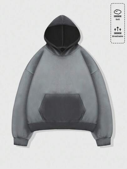 Street Life Men's Washed Vintage Style Hoodie, Loose Cropped Fit