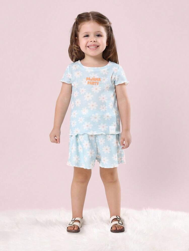 Soft Floral Casual Comfort Pajama Short Set Sleep Set
