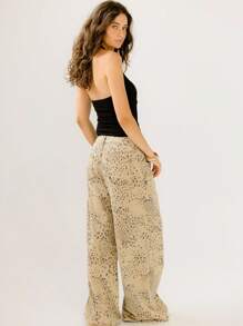 Aralina 黑色孔眼挂脖修身牛仔女牛仔节休闲可爱夏季挂脖上衣 - 黑色 - 查看 2