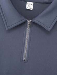 青少年男孩返校休闲舒适百搭拉链领长袖 Polo 衫，秋冬