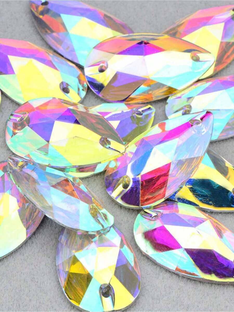 17*28mm 20szt Kryształ AB Kolor Szycie Kropla Kryształki Płaskie Żywica Kamienie Szyć Na Kryształowe Aplikacje Strass Do Sukienki