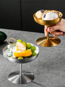 1pc Stainless Steel Ice Cream Cup, High Foot Ice Cream Cup, Pudding Mousse Fruit Salad Cup, For Home Kitchen Restaurant Hotel, Kitchen Supplies, Tableware Accessories