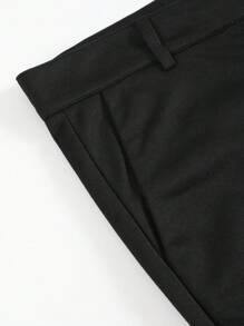 Manfinity Homme 男士直筒针织黑色基本款长裤，休闲男士的理想之选，修身弹力裤，黑色慢跑裤，男士黑色正装裤，修身黑色长裤，秋季款 - 黑色 - 查看 3