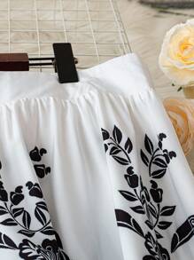DreamSkyne Rok Motif Pohon Palem Bohemian untuk Wanita Ukuran Besar - Hitam dan Putih - View 4