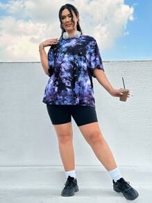 SHEIN EZwear 扎染和标语图案落肩 T 恤 EVERYTIME MISS U For Summer - 彩色 - 查看 5