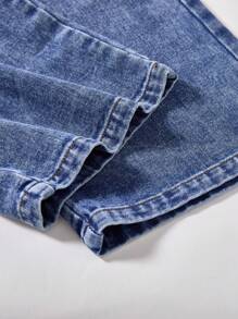 SHEIN TWEEN GIRLS 百搭休闲直筒牛仔裤，柔软复古水洗面料，适合户外和所有季节