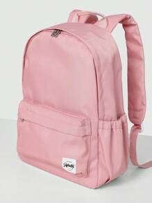 SUMWON 儿童经典学校背包日常学生背包旅行书包轻便耐用防水校园书包带侧袋 - 藕粉色 - 查看 3