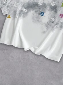 Manfinity Dauomo Men's Letter Print Round Neck Short Sleeve Casual T-Shirt, Summer - White - View 5