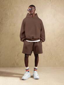 SUMWON 男士连帽衫，复古宽松圆领卫衣 - 时尚棕色，休闲场合完美之选，度假必备，奢华品牌，适合夏季和秋季穿搭 - 棕色 - 查看 5